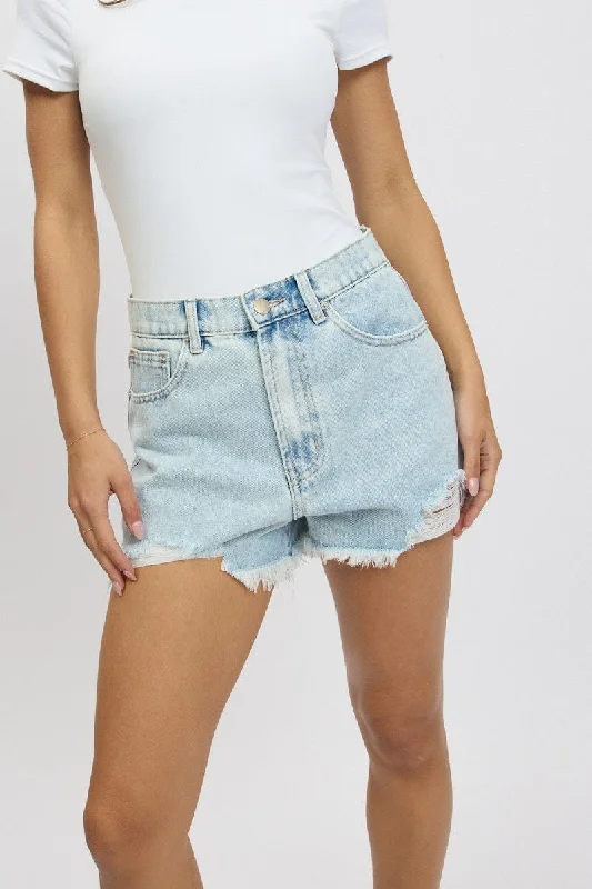 Denim shorts – Shorts made from denim fabric, often associated with a casual, summery vibe.Denim Relaxed Shorts HIgh Rise