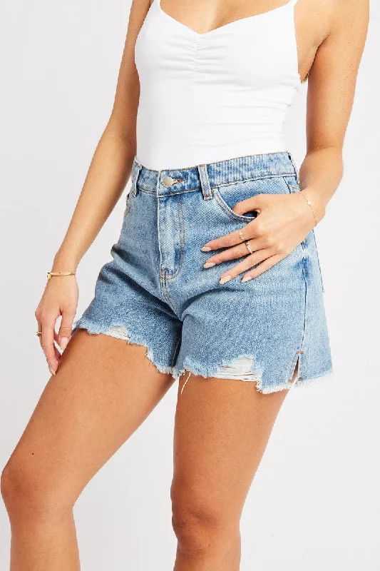 Fringe shorts – Shorts with fringe details at the hem for a boho or playful look.Denim Relaxed Denim Short Mid Rise