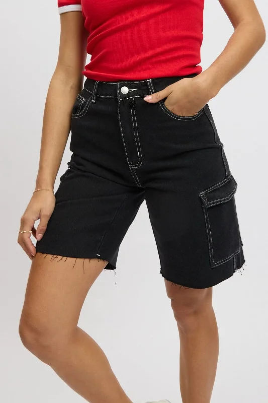 Skort – A hybrid of shorts and a skirt, with a skirt overlay at the front for a feminine touch.Black Relaxed Shorts