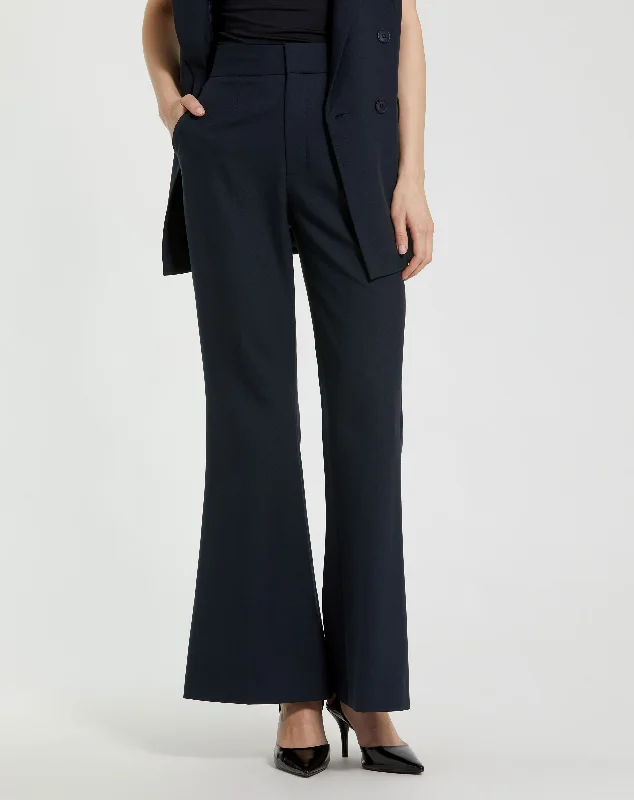 Navy Classic Crepe Flared Trouser Pant