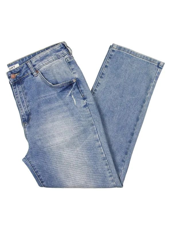 Womens Denim Ankle Straight Leg Jeans