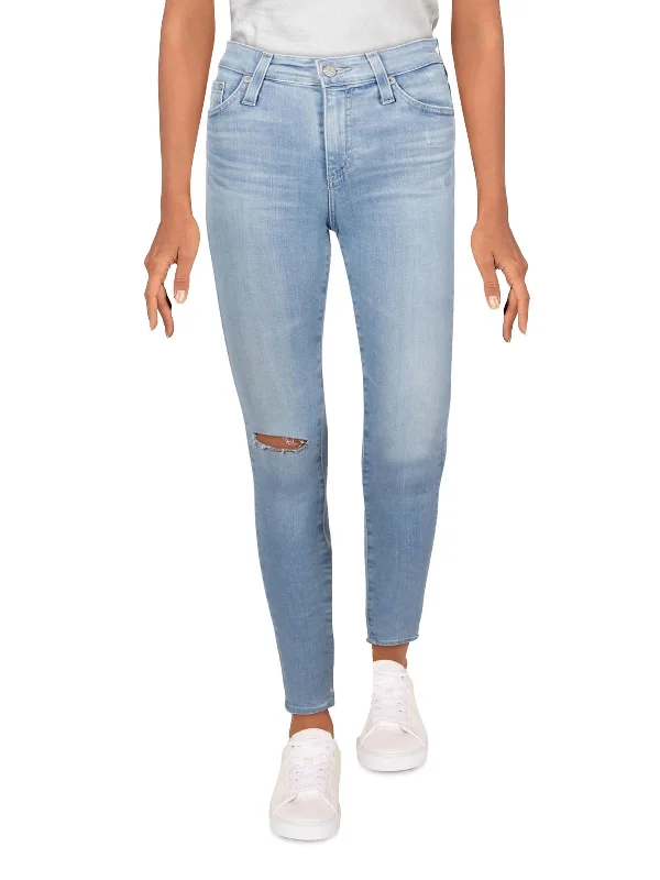 Womens Destroyed Ankle Skinny Jeans