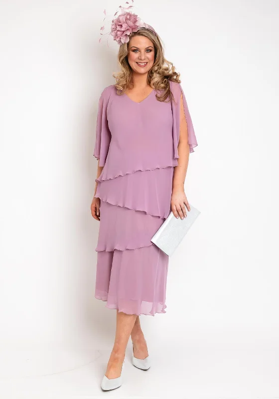 Empire waist dress – Dress with a high waistline, just under the bust, for a flattering silhouette.Allison Chiffon Layered Top & Skirt Two Piece, Pink