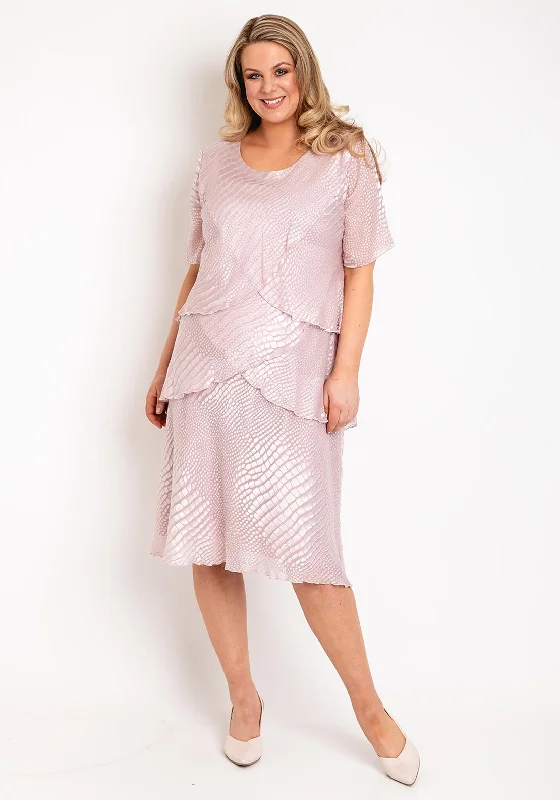 V-neck dress – Dress with a V-shaped neckline that flatters the chest and elongates the neck.Allison Printed Silk Layered Midi Dress, Dusty Pink