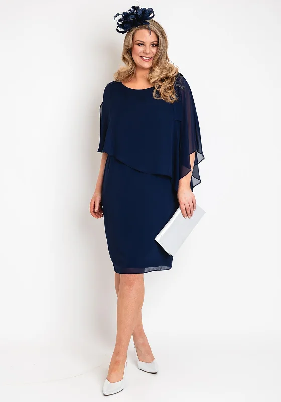 A-line dress – Dress that is fitted at the top and gradually flares out, creating an A-shape silhouette.Allison Chiffon Overlay Midi Dress, Navy