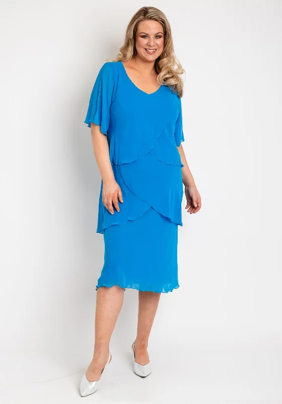 Peplum dress – Dress with a flared ruffle or extra fabric at the waist, adding volume and shaping to the lower half.Allison Chiffon Tiered Frill Midi Dress, Turquoise