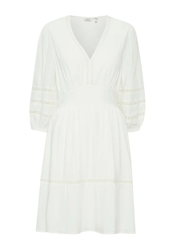 Asymmetrical skirt – Skirt with an uneven or diagonal hemline for a modern and unique appearance.B.Young Hassi Broderie Trim Mini Dress, White