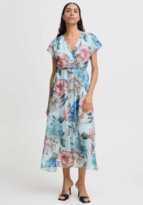 Midi dress – Dress that falls to the mid-calf, giving a balanced, modest, yet stylish appearance.B.Young Jaquelyn Floral Chiffon Maxi  Dress, Clearwater