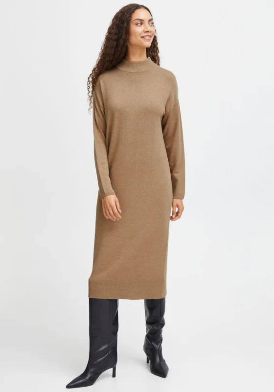 Mini dress – Short dress that usually ends above the knee, often casual or party wear.B.Young Morla Knit Midi Dress, Beige