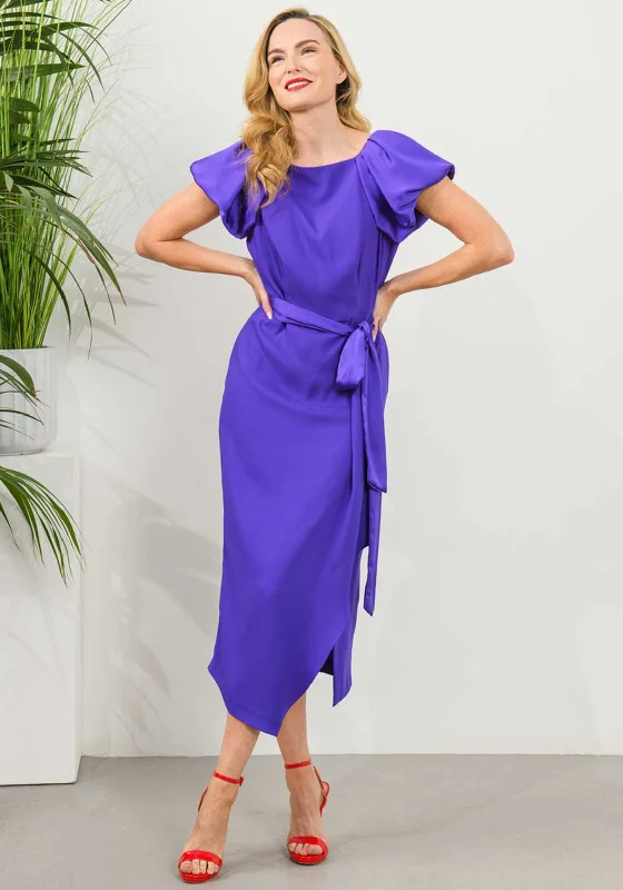 Slip dress – Simple, silky dress with spaghetti straps, resembling a slip, often worn casually or for evening wear.Caroline Kilkenny Harper Midi Dress, Purple