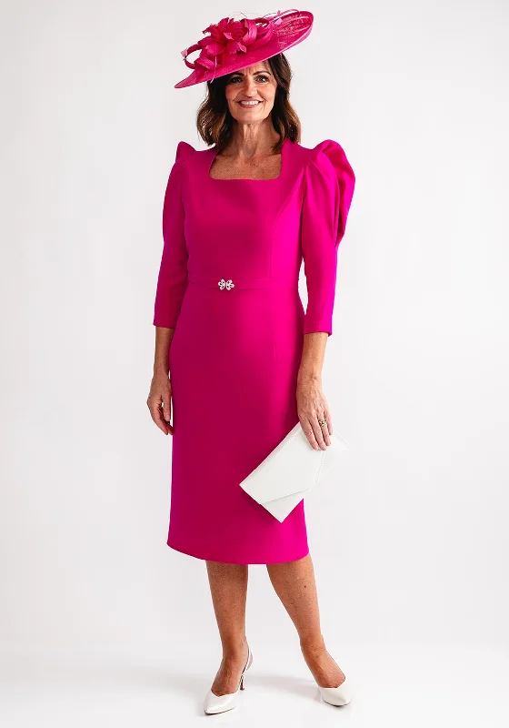 Bodycon dress – Tight-fitting dress that hugs the body and emphasizes curves.Claudia C Puff Sleeve Pencil Dress, Pink