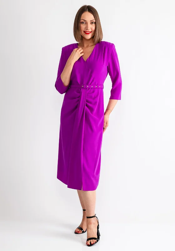 Tea-length dress – Dress that falls between the knee and ankle, perfect for more formal or vintage-inspired occasions.Coco Doll Jazz Belted Pencil Dress, Purple