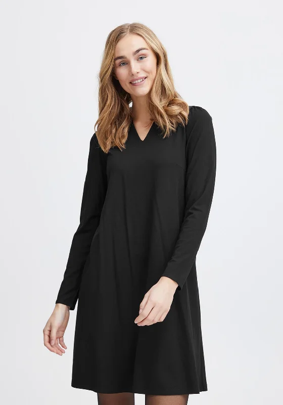 Pencil skirt – Tight-fitting skirt that hugs the body and usually falls to or just below the knee.Fransa Jemma V-Neck Mini Jersey Dress, Black