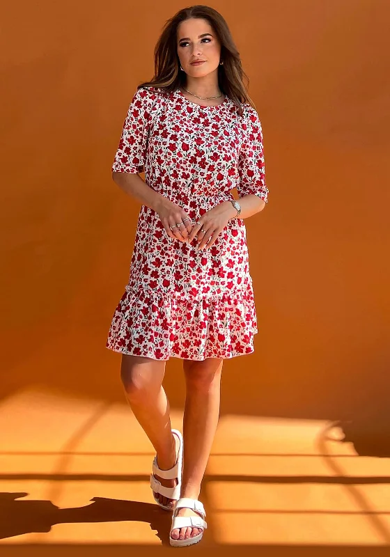 Mini skirt – Very short skirt, typically above the knee.Girl In Mind Esther Red Floral Smock Mini Dress, Red