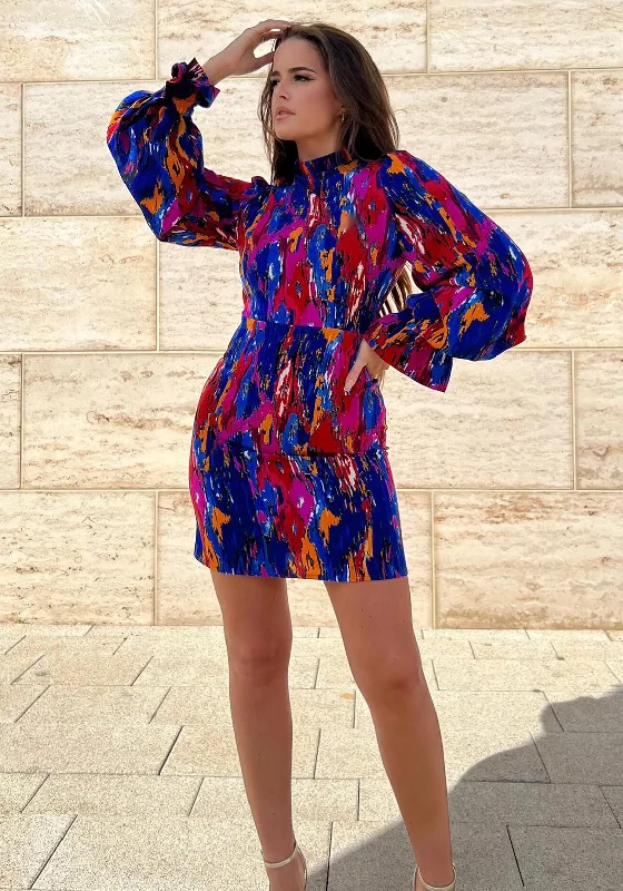 Pencil skirt with slit – A pencil skirt that includes a slit at the back or side, adding a more sophisticated or sexy element.Girl in Mind Hadley Puff Sleeve Mini Dress, Cobalt Multi