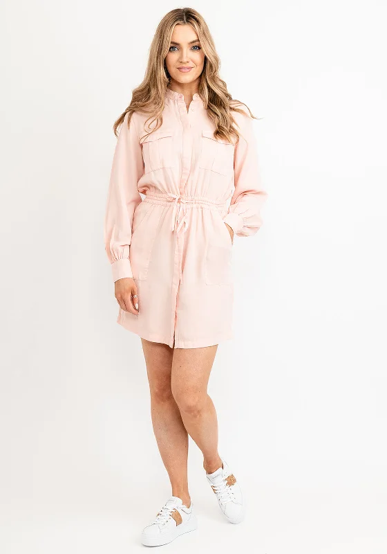 Asymmetrical skirt – Skirt with an uneven or diagonal hemline for a modern and unique appearance.Guess Womens Mini Shirt Dress, Peach