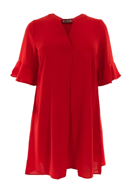 Button-front skirt – Skirt with a row of buttons down the front for a vintage-inspired look.Serafina Collection Gianna Tunic Mini Dress, Red