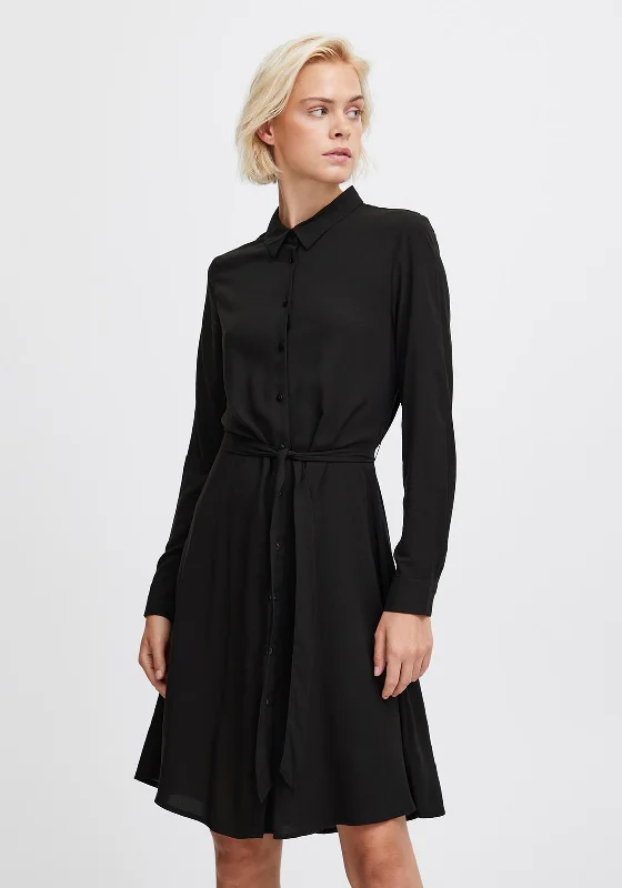 Cargo skirt – Skirt with utility-style pockets, similar to cargo pants.Ichi Main Belted Waist Mini Shirt Dress, Black