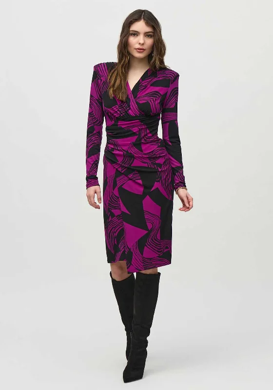 Maxi dress – Long dress that typically reaches the ankles or floor, offering a flowing and elegant look.Joseph Ribkoff Printed Ruched Wrap Dress, Purple