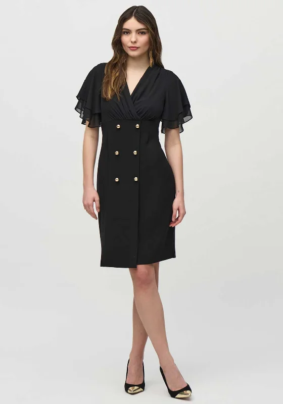 Belted dress – Dress with a belt or waist tie, offering definition and shaping at the waist.Joseph Ribkoff Wrap Bodice Button Pencil Dress, Black