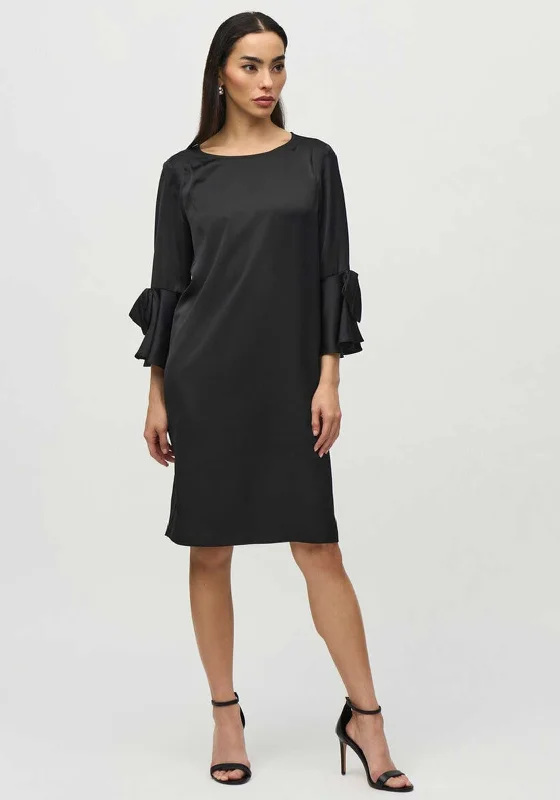 A-line dress – Dress that is fitted at the top and gradually flares out, creating an A-shape silhouette.Joseph Ribkoff Satin Bow Sleeve Shift Dress, Black