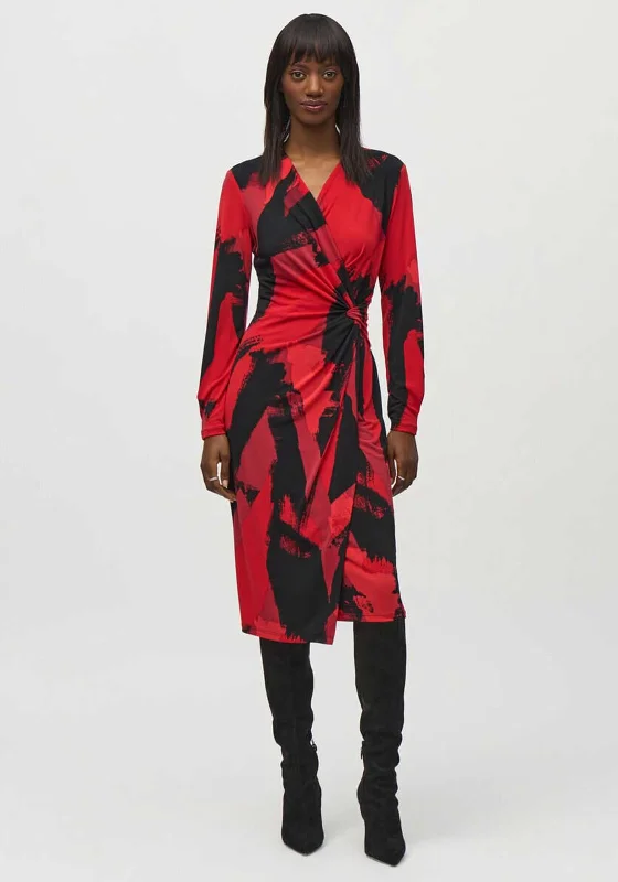 Off-the-shoulder dress – Dress with sleeves or straps that sit below the shoulders, exposing the upper arms.Joseph Ribkoff Printed Wrap Dress, Black Multi