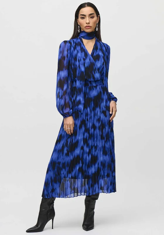 Bodycon dress – Tight-fitting dress that hugs the body and emphasizes curves.Joseph Ribkoff Printed Wrap Pleated Midi Dress, Blue