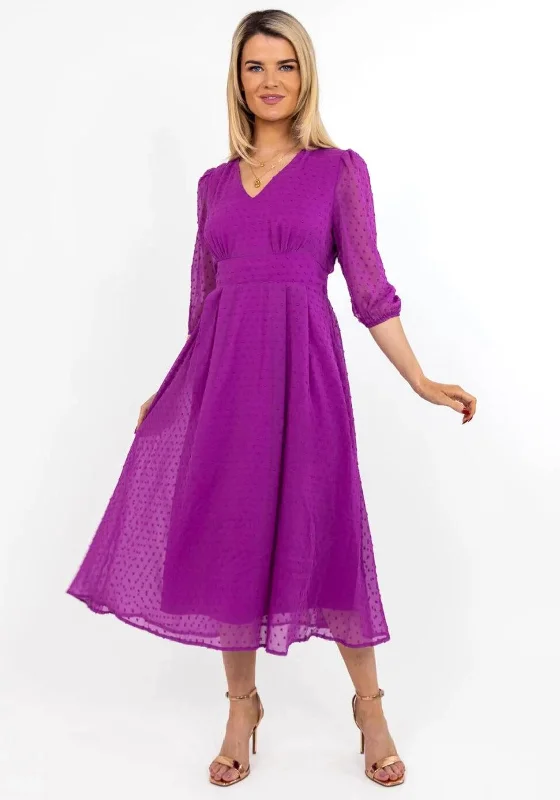 Mini dress – Short dress that usually ends above the knee, often casual or party wear.Kate & Pippa Audrey Polka Dot Maxi Dress, Purple