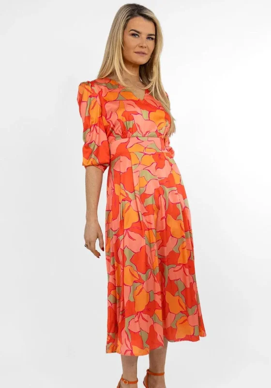 Peplum dress – Dress with a flared ruffle or extra fabric at the waist, adding volume and shaping to the lower half.Kate & Pippa Audrey Printed Maxi Dress, Orange