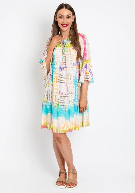 Tiered skirt – Skirt made from multiple layers or tiers of fabric, creating a ruffled or flowing appearance.Serafina Collection Abstract Print Mini Dress, Multi