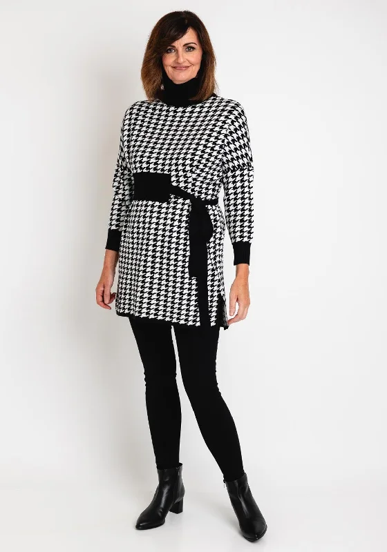 High-waisted skirt – Skirt that sits above the natural waistline, creating a flattering silhouette.Serafina Collection Houndstooth Mini Jumper Dress, Black & White