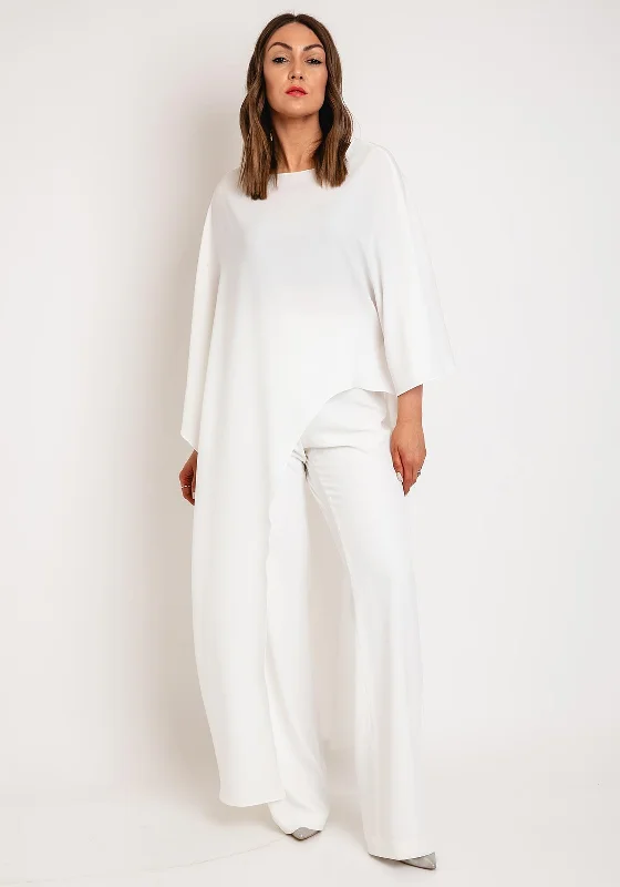 Peplum dress – Dress with a flared ruffle or extra fabric at the waist, adding volume and shaping to the lower half.Laura Bernal Asymmetric Top & Wide Leg Trouser Two-Piece, White