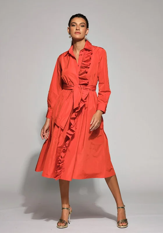 Tea-length dress – Dress that falls between the knee and ankle, perfect for more formal or vintage-inspired occasions.Moskada Angela Ruffled Taffeta Knee Length Dress, Orange