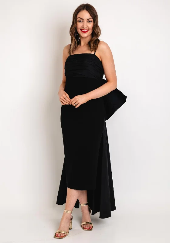 Peplum dress – Dress with a flared ruffle or extra fabric at the waist, adding volume and shaping to the lower half.Moskada Cecilia Taffeta Bow Tie Back Midi Dress, Black