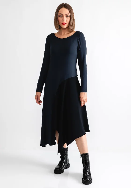 Halterneck dress – Dress with straps that tie around the neck, leaving the shoulders and back exposed.Naya Contrast Panel Midi Dress, Grey and Black