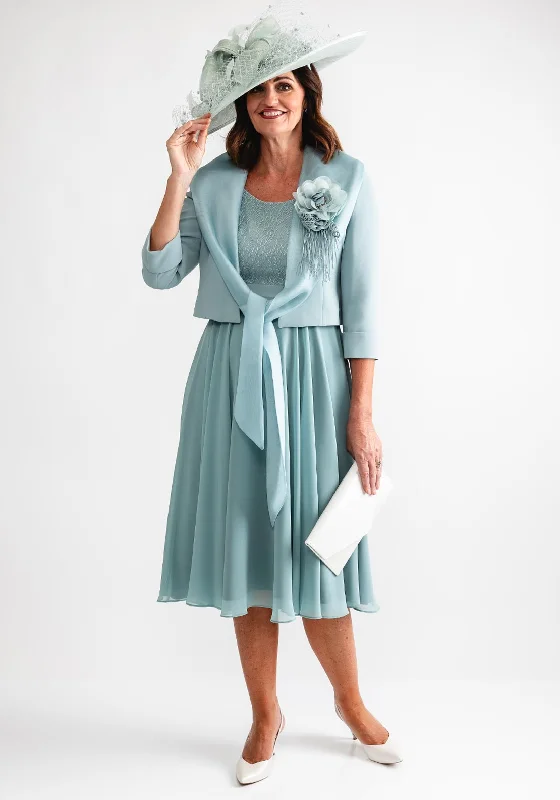 Tulle dress – Dress made with soft, voluminous tulle fabric, often worn for formal occasions or as part of a bridal outfit.Ophelia Melita Chiffon Dress and Jacket, Sage Green