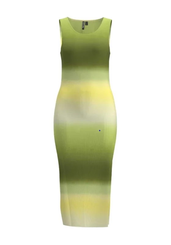 T-shirt dress – Casual dress made from T-shirt-like material, typically loose-fitting and comfortable.Pieces Artmis Ribbed Midi Dress, Stone Green