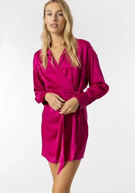 High-waisted skirt – Skirt that sits above the natural waistline, creating a flattering silhouette.Tiffosi Satin Wrap Mini Dress, Pink