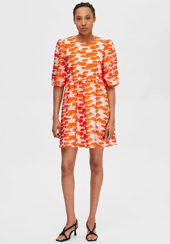 Mini skirt – Very short skirt, typically above the knee.Selected Femme Abrielle Jacquard Mini Dress, Orangeade