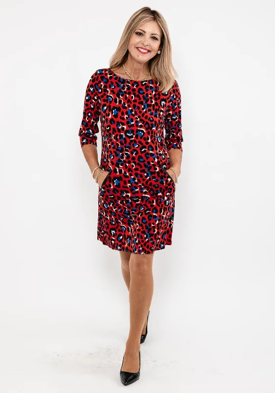 Button-front skirt – Skirt with a row of buttons down the front for a vintage-inspired look.Seventy1 Leopard Print Mini Dress, Red Multi