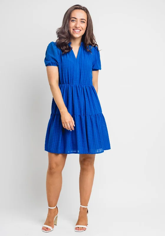 High-waisted skirt – Skirt that sits above the natural waistline, creating a flattering silhouette.Seventy1 Grid Print Mini Dress, Royal Blue