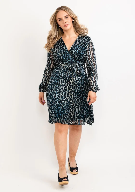 Asymmetrical skirt – Skirt with an uneven or diagonal hemline for a modern and unique appearance.Seventy1 Leopard Print Wrap Mini Dress, Blue Multi