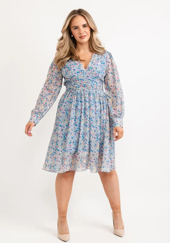 A-line skirt – Skirt that is fitted at the hips and gradually flares out toward the hem.Seventy1 One Size Ditsy Floral Mini Dress, Dusty Blue