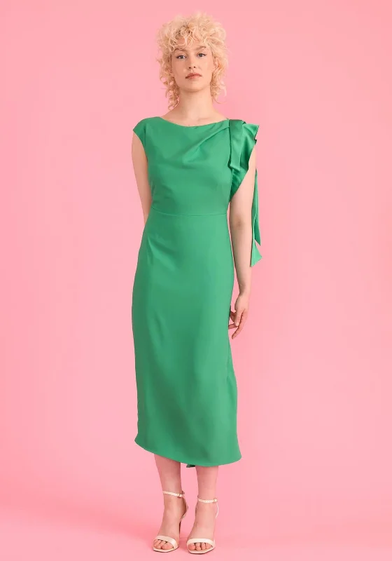 Slip dress – Simple, silky dress with spaghetti straps, resembling a slip, often worn casually or for evening wear.Sisters By Caroline Kilkenny Gianna Shoulder Tie Midi Dress, Green