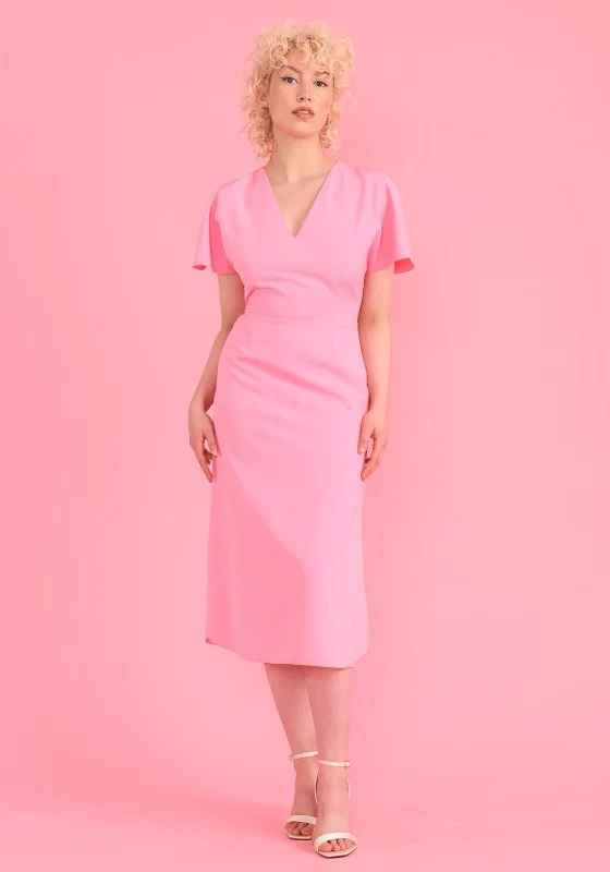 Shift dress – Loose, straight-cut dress that doesn't define the waist, offering a more relaxed fit.Sisters By Caroline Kilkenny Lincoln V-Neck Knee Length Dress, Soft Pink