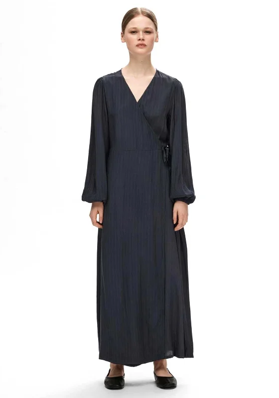 Cocktail dress – Dress typically worn for semi-formal events, often knee-length or slightly above.Selected Femme Susie Maxi Wrap Dress, Dark Sapphire