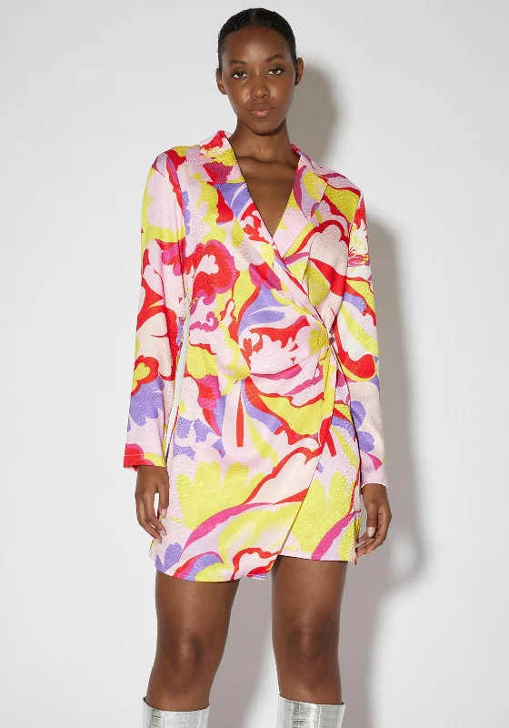 Asymmetrical skirt – Skirt with an uneven or diagonal hemline for a modern and unique appearance.SOMETHINGNEW Amelia Mini Wrap Dress, Blazing Yellow Multi