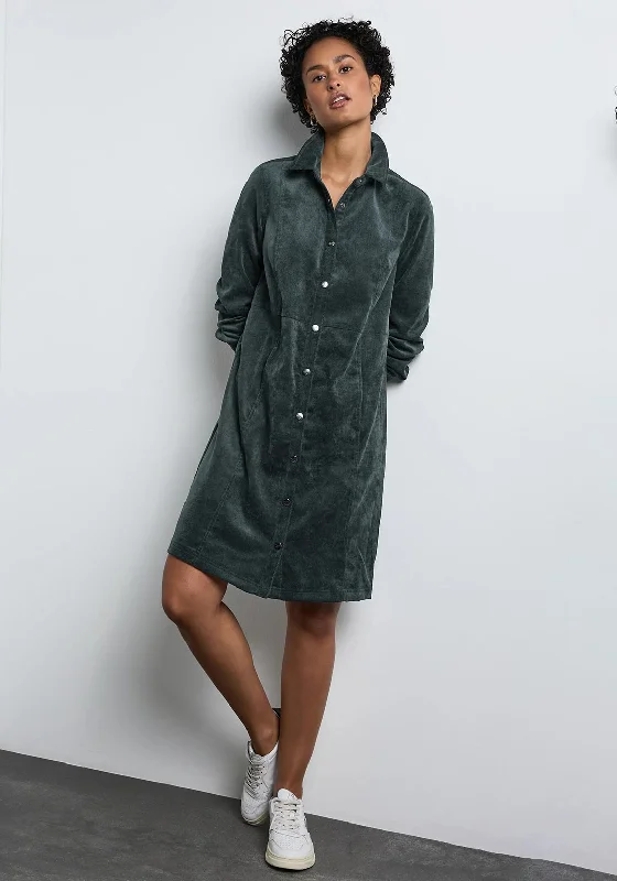 Lace dress – Dress made with lace fabric, often delicate and romantic, suitable for special occasions.Street One Corduroy Shirt Dress, Hunter Green