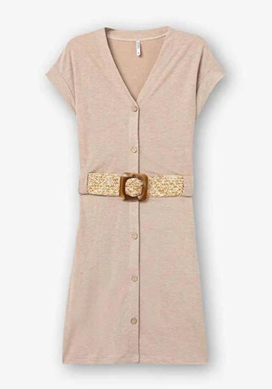 Mini skirt – Very short skirt, typically above the knee.Tiffosi Chile Woven Belt Mini Dress, Beige