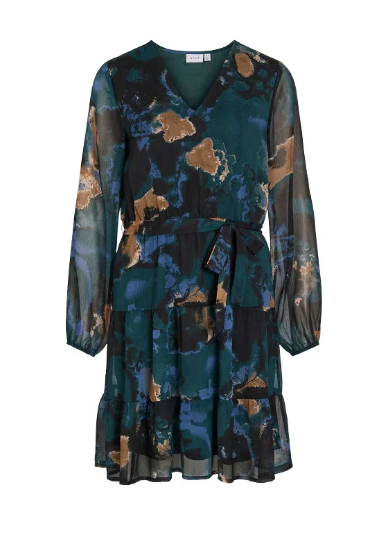 Off-the-shoulder dress – Dress with sleeves or straps that sit below the shoulders, exposing the upper arms.Vila Falia Mia Print Smock Dress, Scarab